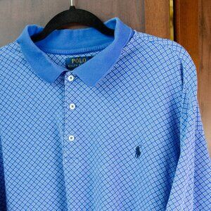 Polo Ralph Lauren Diamond Print Polo Shirt 2XB Blue Short Sleeve